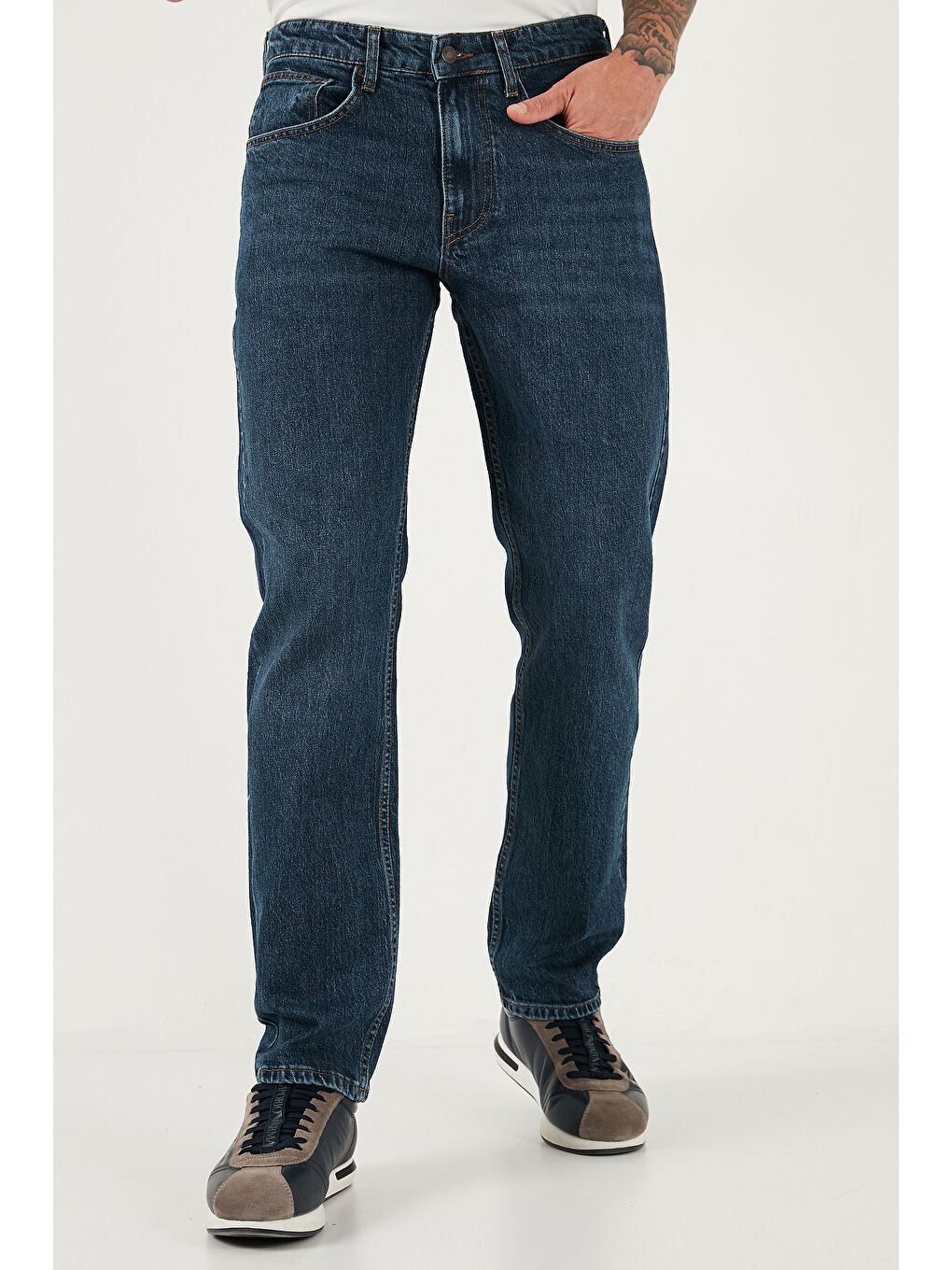 Mavi Streç Pamuklu Comfort Fit Yüksek Bel Boru Paça Jeans 4400C04TEXAS-1