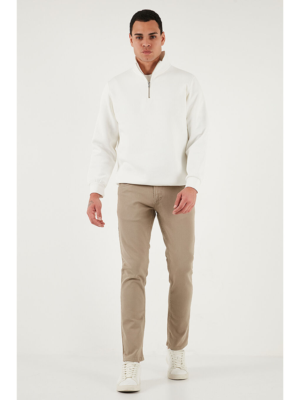 Bej Pamuklu Regular Fit Normal Bel Boru Paça Jeans 2211C40PARMA