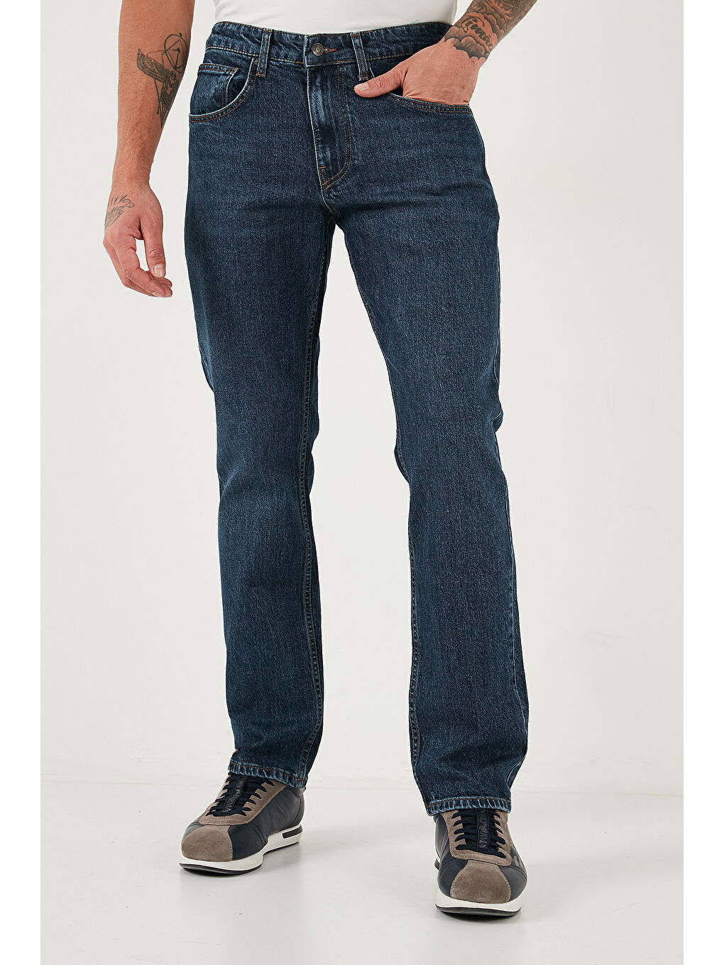 Mavi Streç Pamuklu Comfort Fit Yüksek Bel Boru Paça Jeans 4400C04TEXAS-2