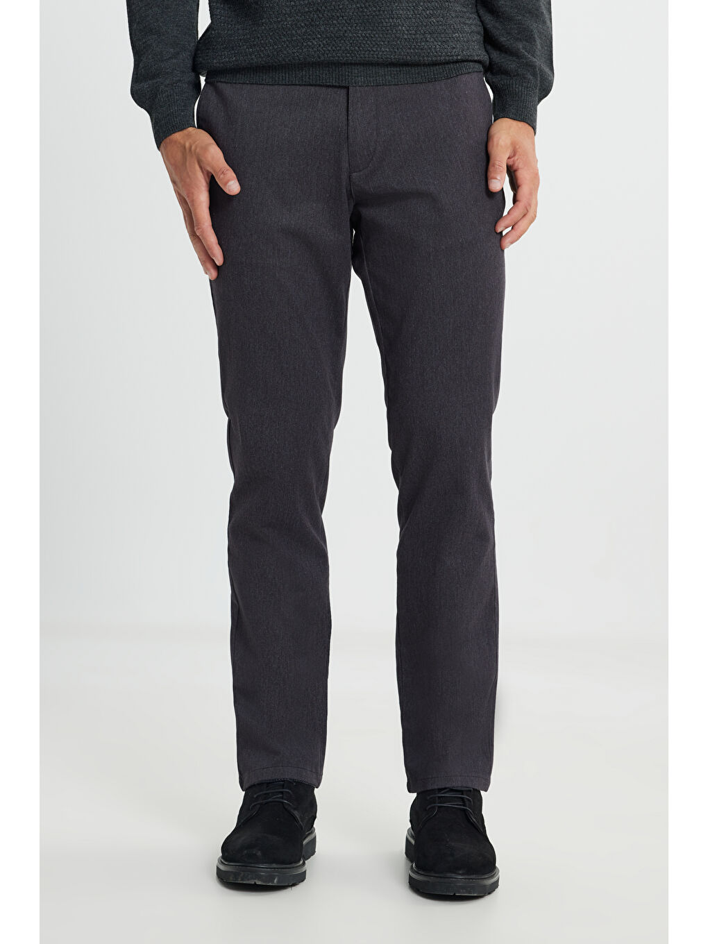 Erkek Kahverengi Pamuklu Comfort Fit Rahat Kesim Yan Cep Esnek Pantolon