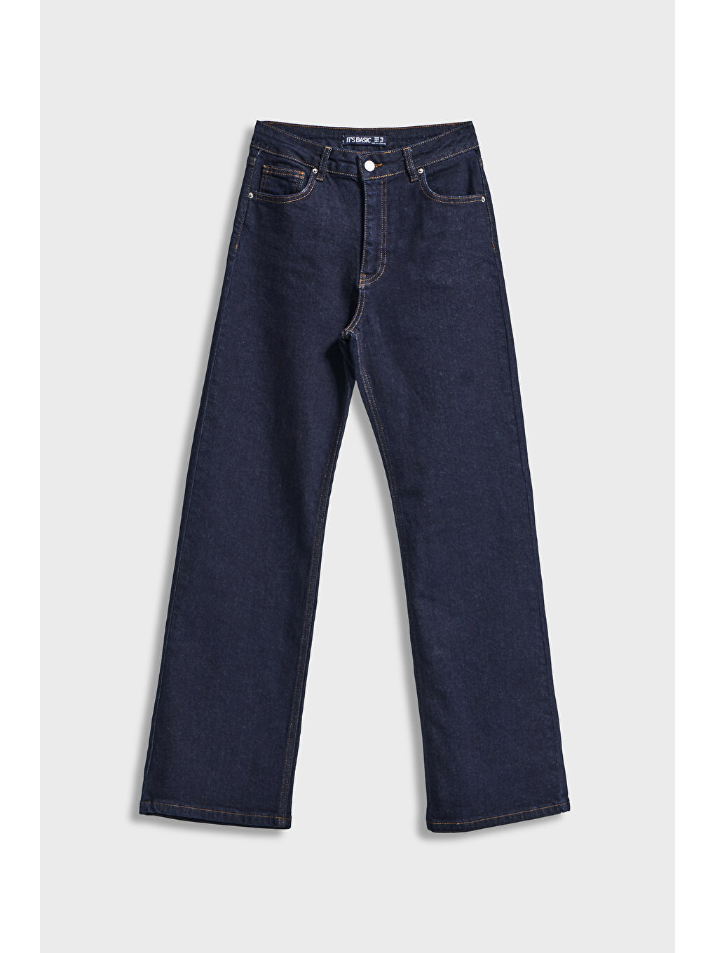 Kadın İndigo Renk 7w5-50 Straingt Fit Yüksek Bel İç Boy 80cm Esnek Kumaş Denim Jean-1