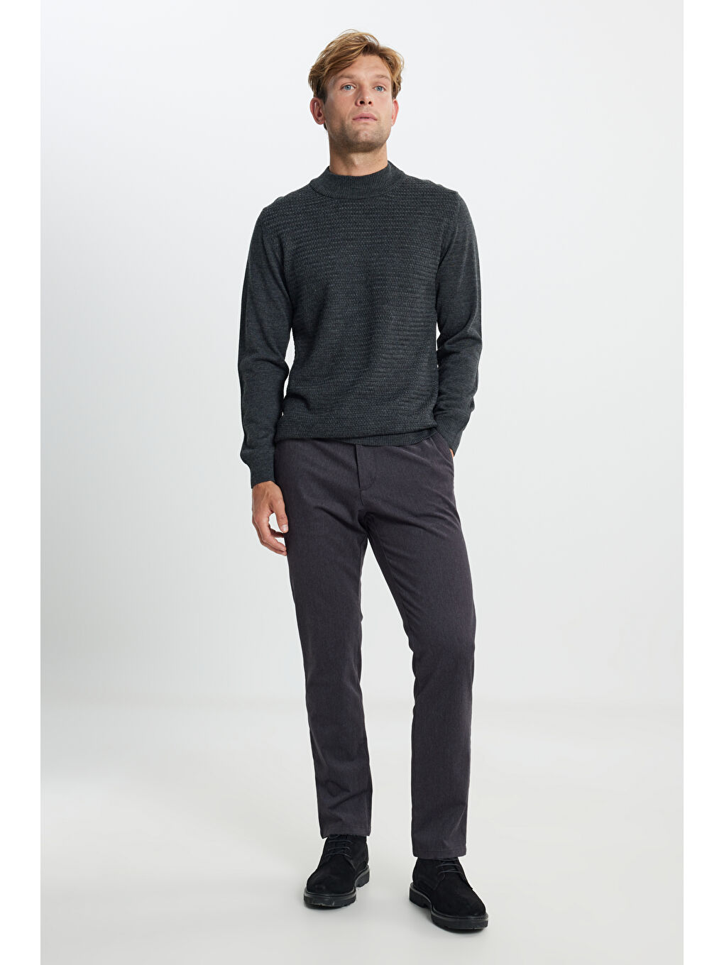 Erkek Kahverengi Pamuklu Comfort Fit Rahat Kesim Yan Cep Esnek Pantolon-2