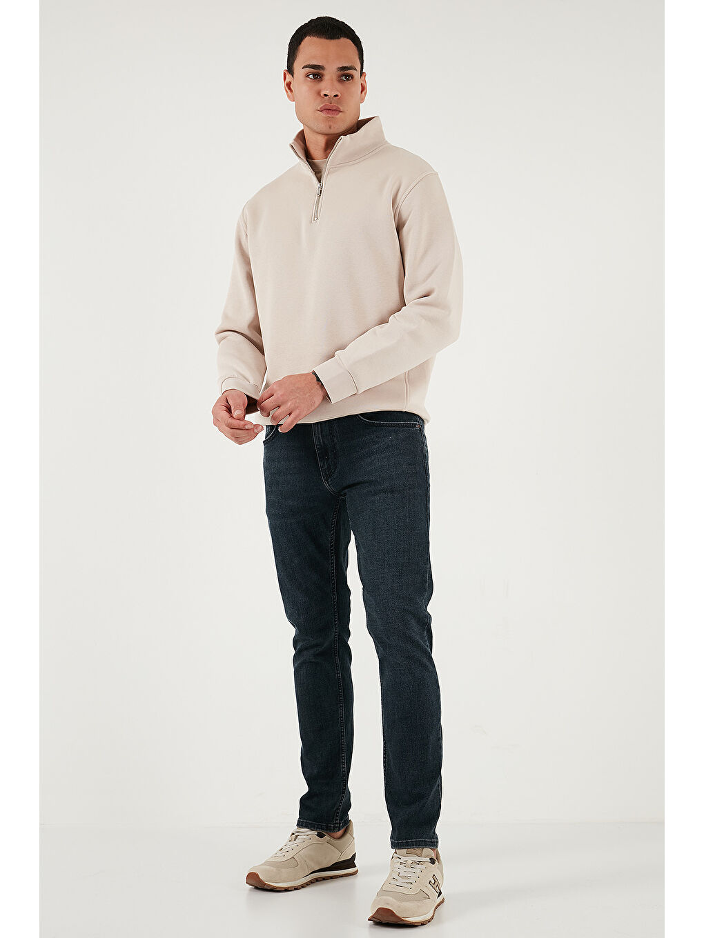 Mavi Pamuklu Slim Fit Yüksek Bel Dar Paça Jeans 3300C45TOKYO