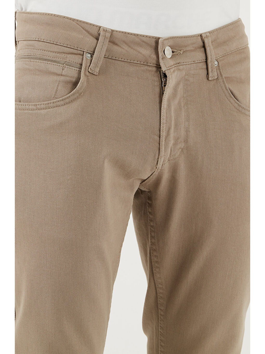 Bej Pamuklu Regular Fit Normal Bel Boru Paça Jeans 2211C40PARMA-5