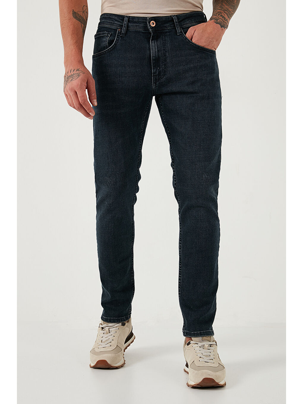 Mavi Pamuklu Slim Fit Yüksek Bel Dar Paça Jeans 3300C45TOKYO-1