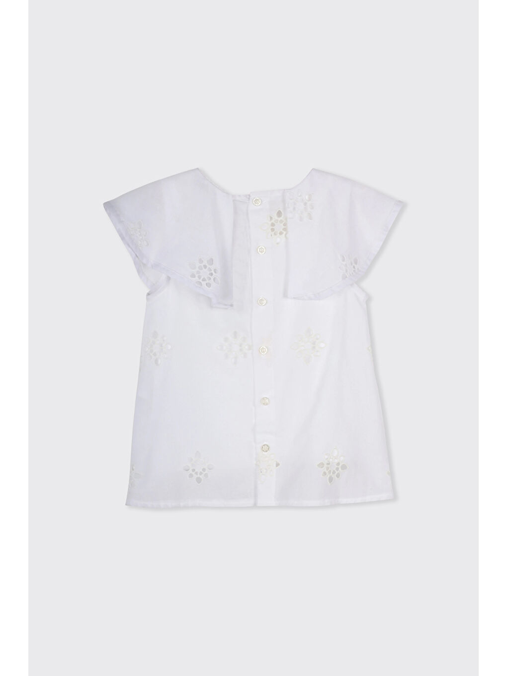 Kız Çocuk Yaka Detaylı Fisto Beyaz Bluz-1