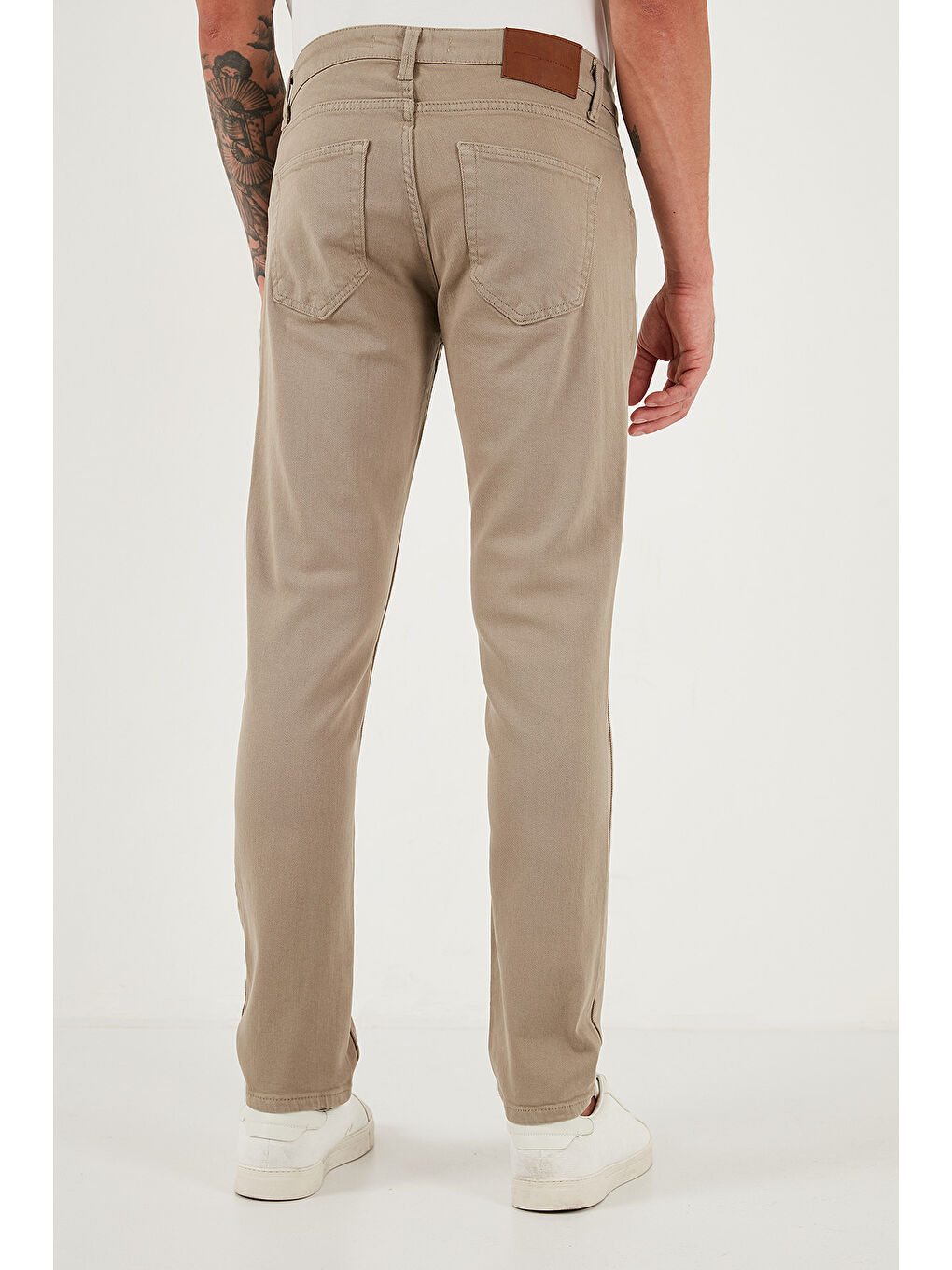 Bej Pamuklu Regular Fit Normal Bel Boru Paça Jeans 2211C40PARMA-6