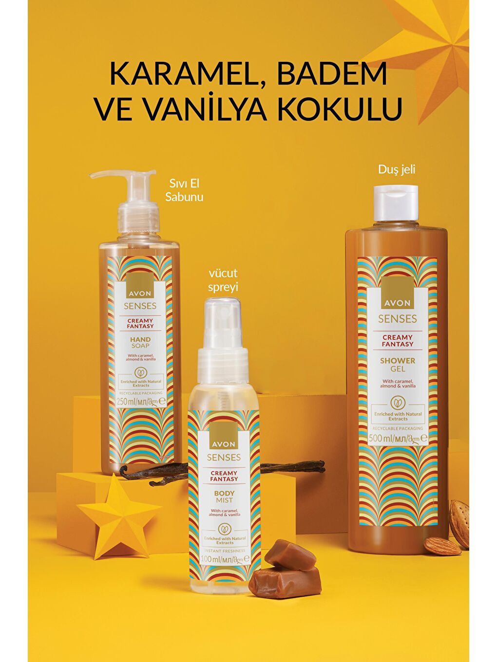 AVON Renksiz Senses Creamy Fantasy Karamel, Badem ve Vanilya Sıvı El Sabunu 250 Ml. - 2