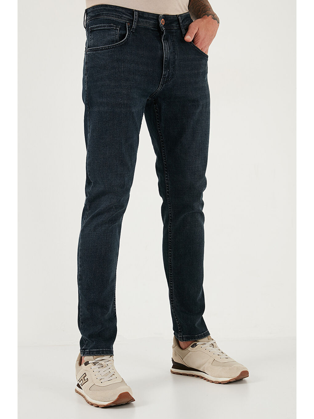 Mavi Pamuklu Slim Fit Yüksek Bel Dar Paça Jeans 3300C45TOKYO-4