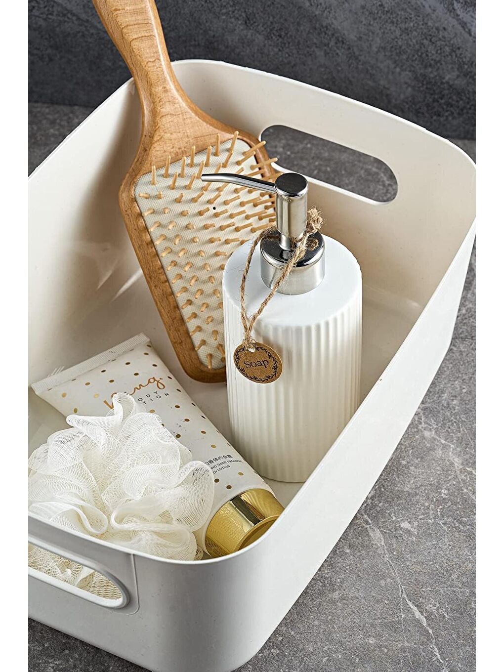 Beyaz 4'lü Organizer Kutu Seti - 4 lt Çok Amaçlı Düzenleyici - Dekoratif Saklama Kutusu-3