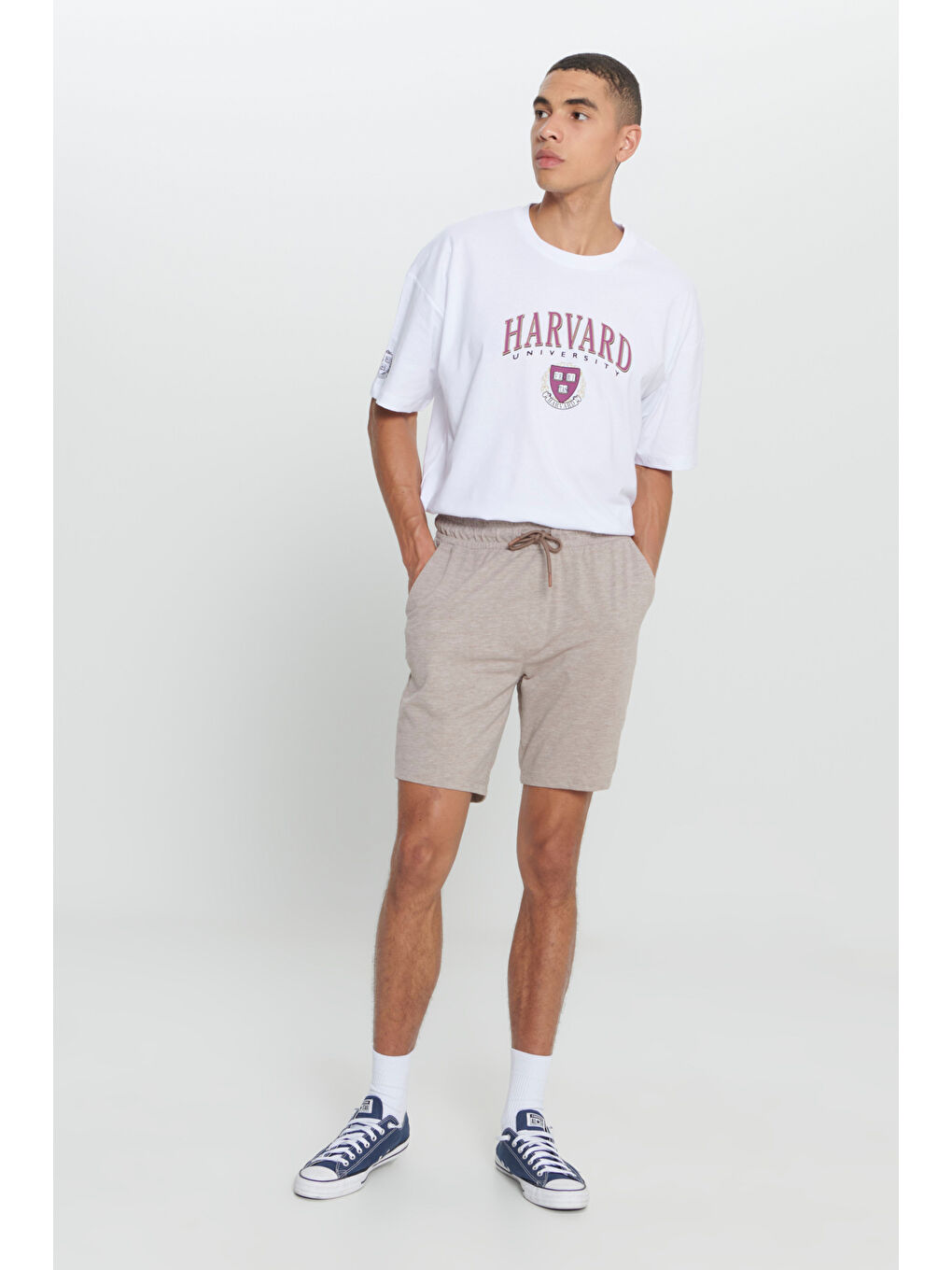 Kahverengi Erkek Kahve Melanj Standart Fit Normal Kesim Pamuklu Rahat Örme Şort