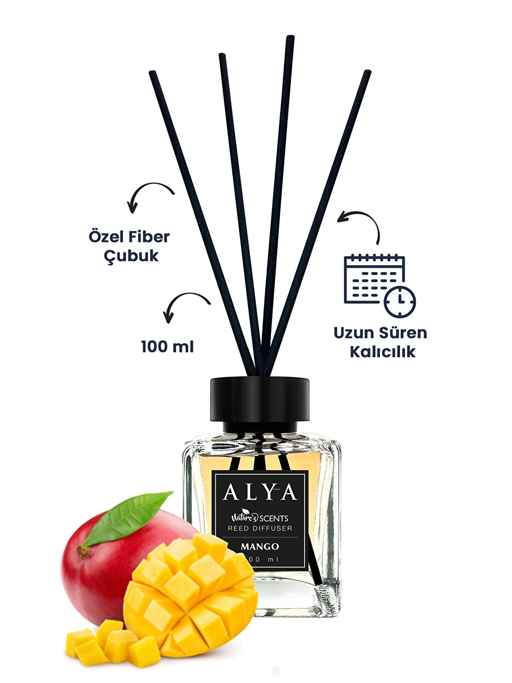 Alya Karışık Nature's Scents Bambu Çubuklu Oda Kokusu Cherry Blossom & Sandalwood & Mango 100 ml x - 4