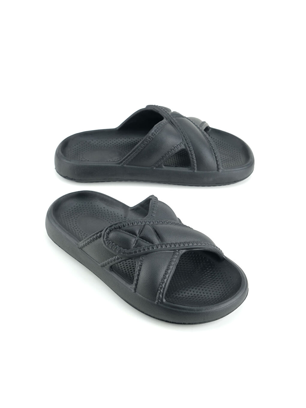 Siyah Kadın Yazlık Eva Islak Zemine Uygun Ev Bahçe Banyo Terlik