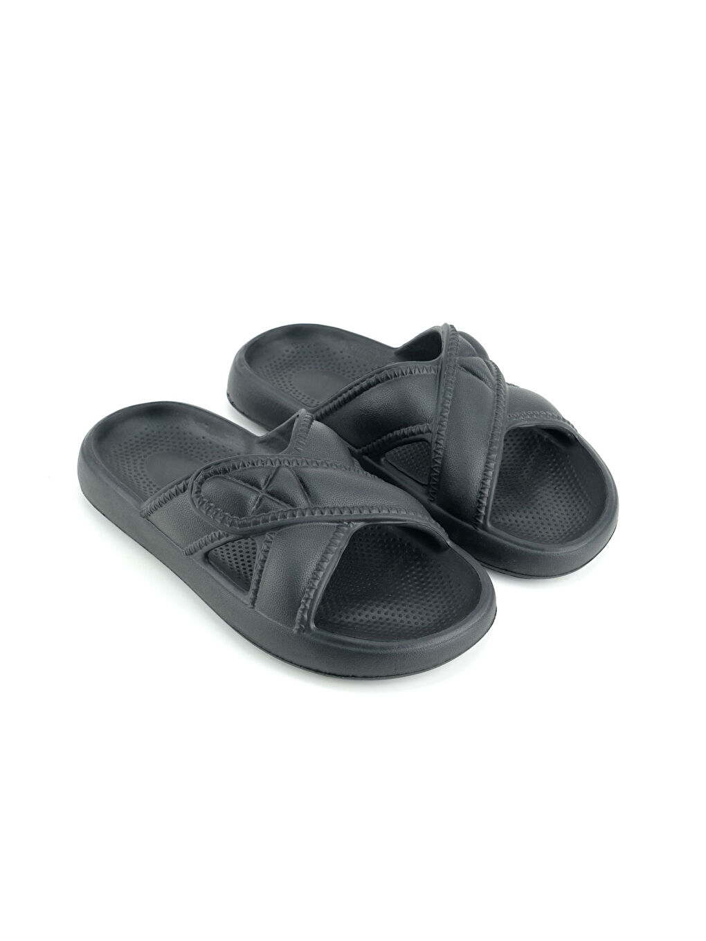 Siyah Kadın Yazlık Eva Islak Zemine Uygun Ev Bahçe Banyo Terlik-2