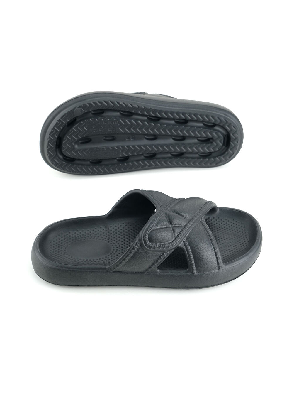 Siyah Kadın Yazlık Eva Islak Zemine Uygun Ev Bahçe Banyo Terlik-4