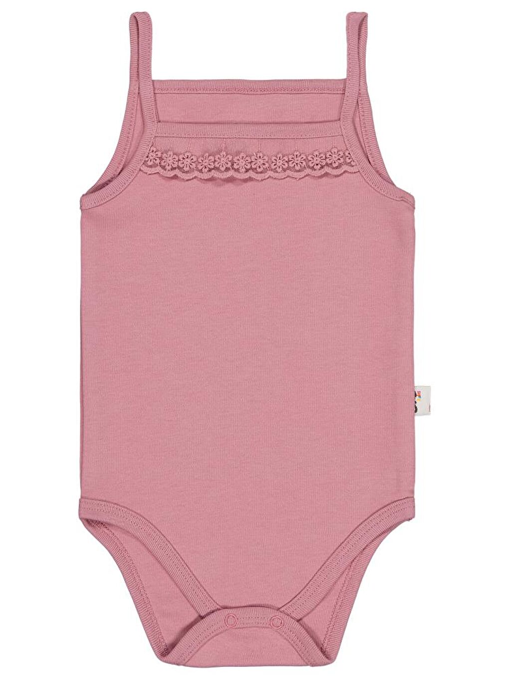 Baby Penye İp Askılı Dantelli 3-9 Ay Kız Çıtçıtlı Badi - Pembe 6-9 Ay