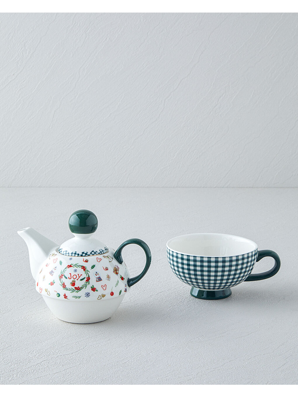 Joy New Bone China Demlik Seti 400 ml Yeşil-1