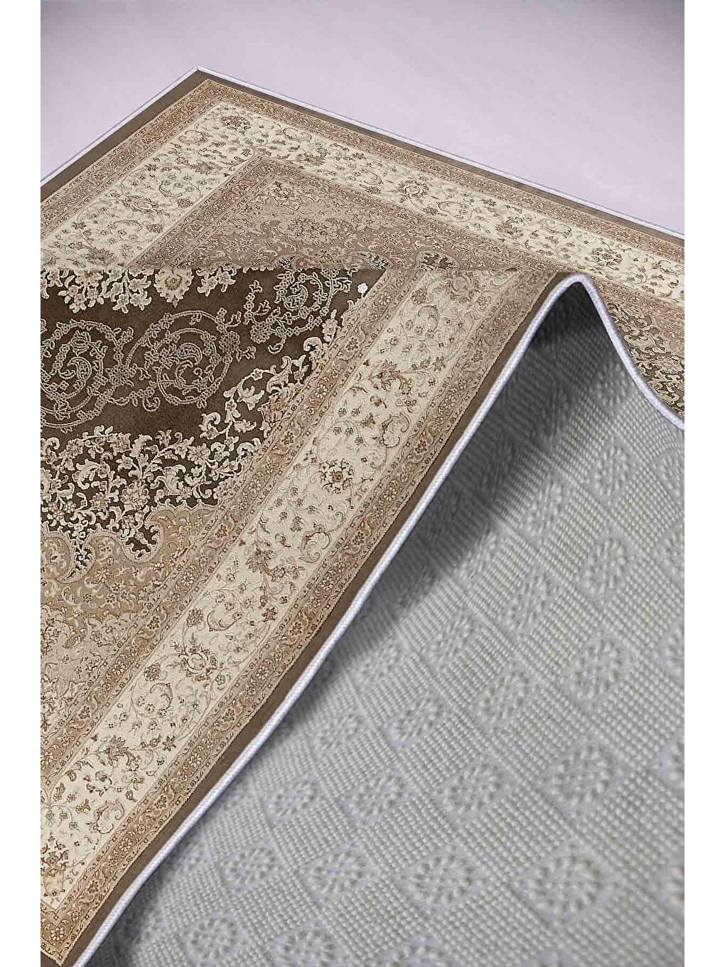 Kahverengi Dekoratif Özel Tasarım Yıkanabilir, Modern Halı  100 x 200 cm-1