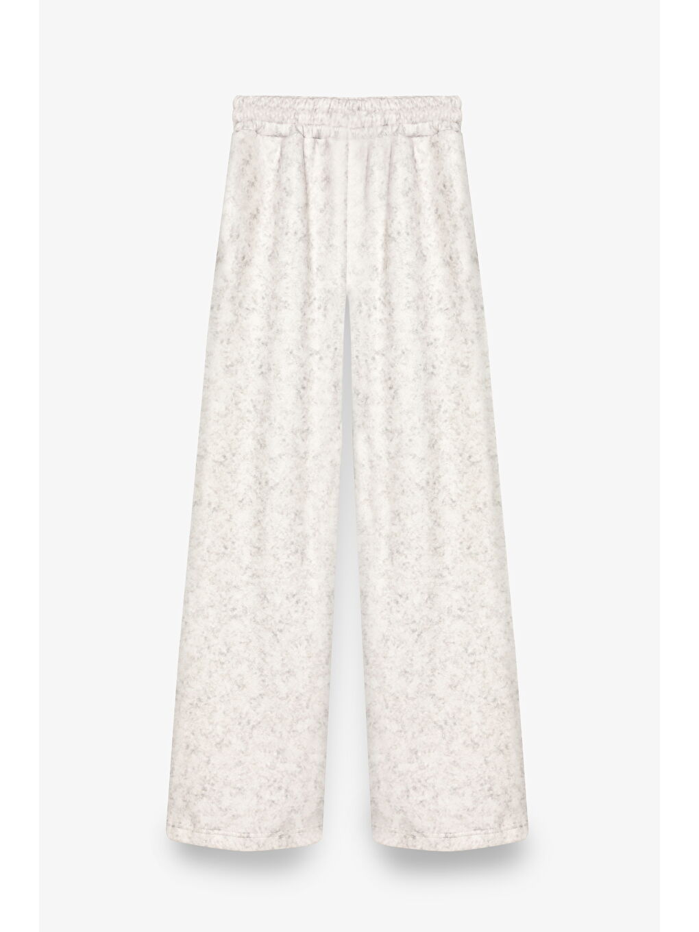 Yıkama Efektli Beli Bağcıklı Bol Paça Eşofman Altı Ekru-2