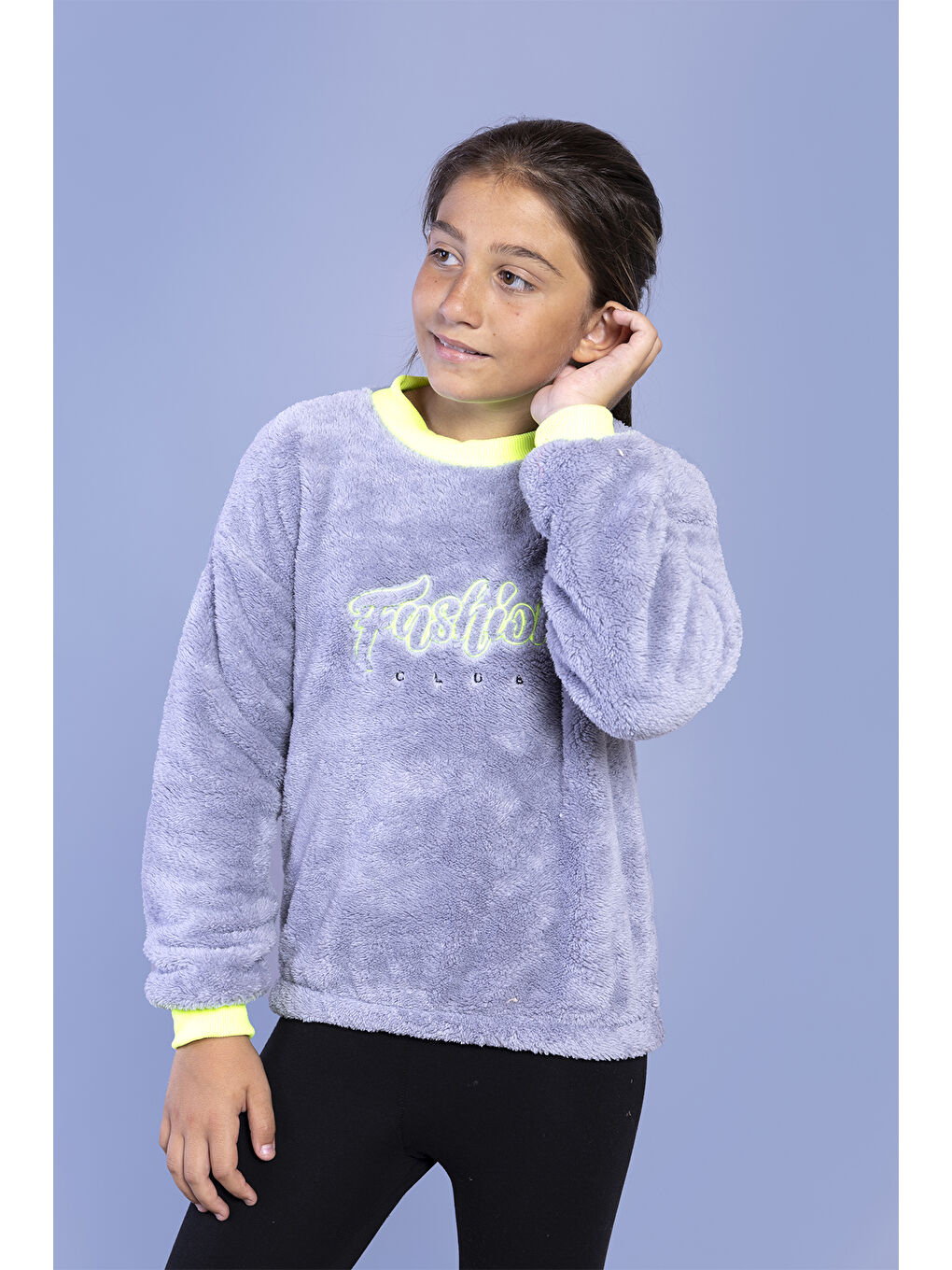 Toontoykids Gri Kız Çocuk Nakışlı Pelüş Sweatshirt