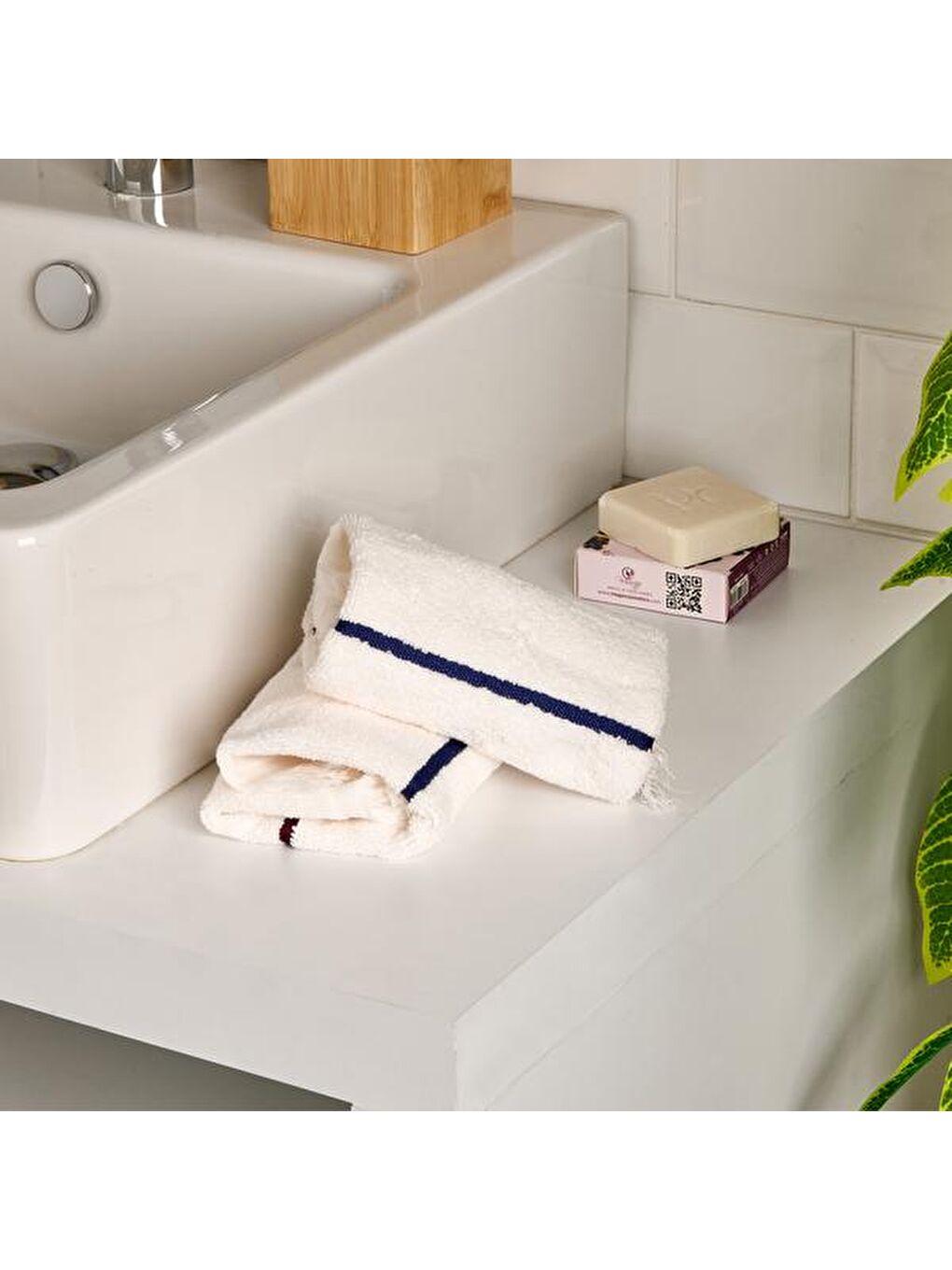 Soft Bordura 2'li Havlu Seti - Ekru - 30x30 cm