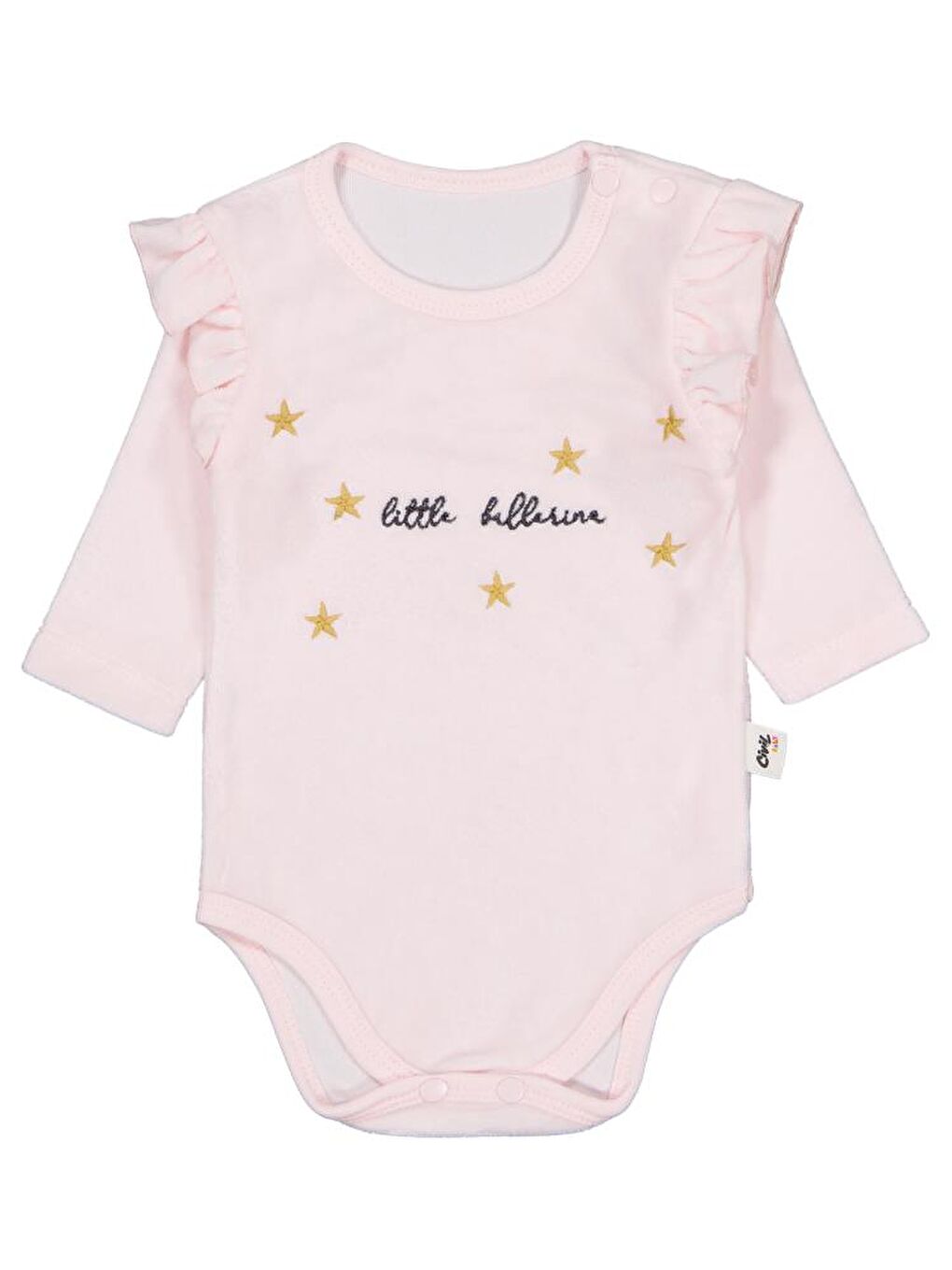Baby Yıldız Nakışlı 1-18 Ay Çıtçıtlı Badi - Pembe 12-18 Ay