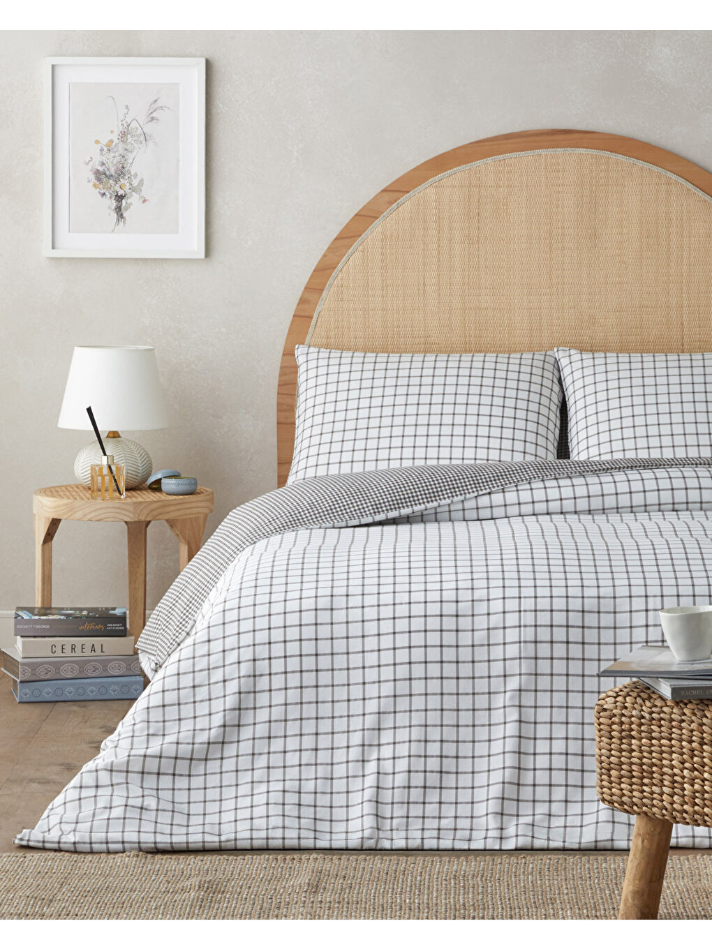 Simple Checks Kolay Ütülenir Çift Kişilik Nevresim Takımı 200x220 cm Kahverengi-1