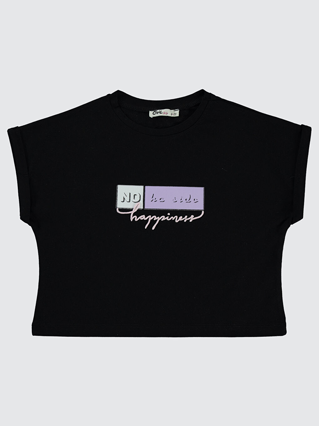 Girls Kız Çocuk Tişört 6-9 Yaş Siyah