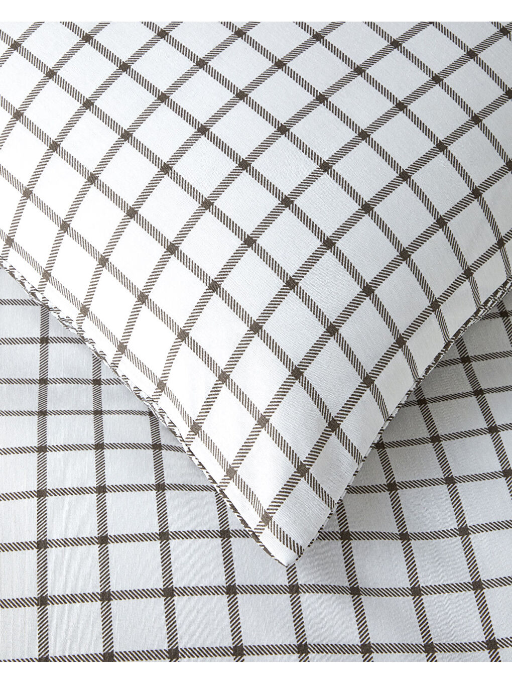 Simple Checks Kolay Ütülenir Çift Kişilik Nevresim Takımı 200x220 cm Kahverengi-3