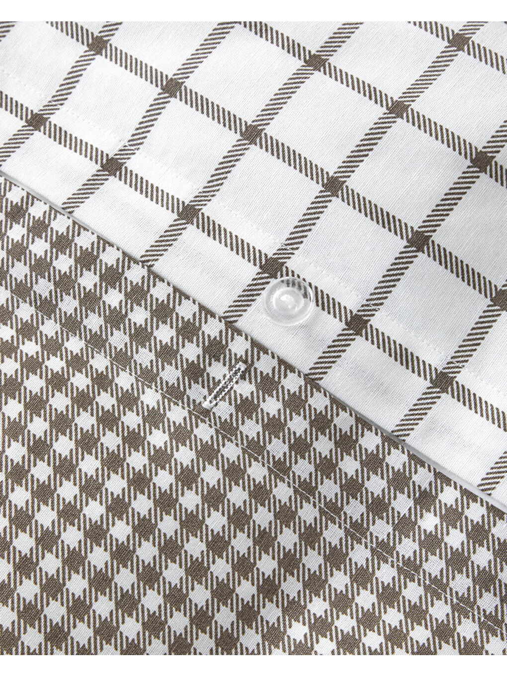 Simple Checks Kolay Ütülenir Çift Kişilik Nevresim Takımı 200x220 cm Kahverengi-6