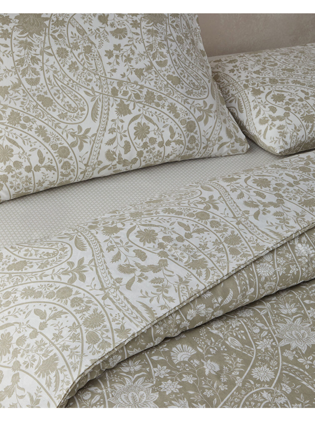 Heritage Grace Kolay Ütülenir Çift Kişilik Nevresim Takımı 200x220 cm Haki-5