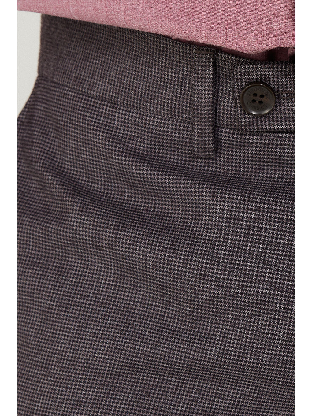 Erkek Bordo-Gri Slim Fit Dar Kesim Mono Yaka Desenli Yelekli Takım Elbise-3