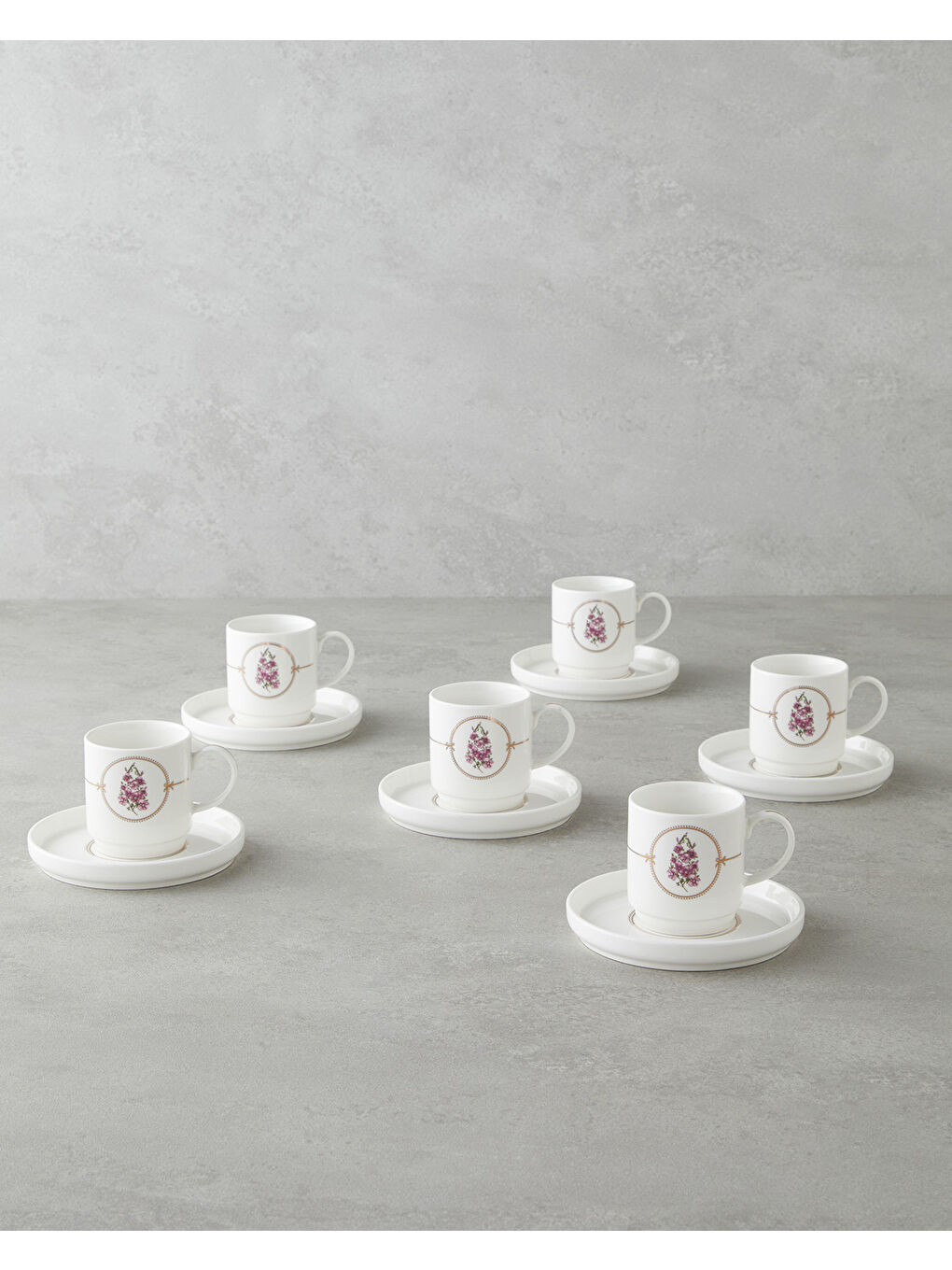 Wisteria New Bone China 12 Parça 6 Kişilik Kahve Fincan Takımı 90 ml Beyaz