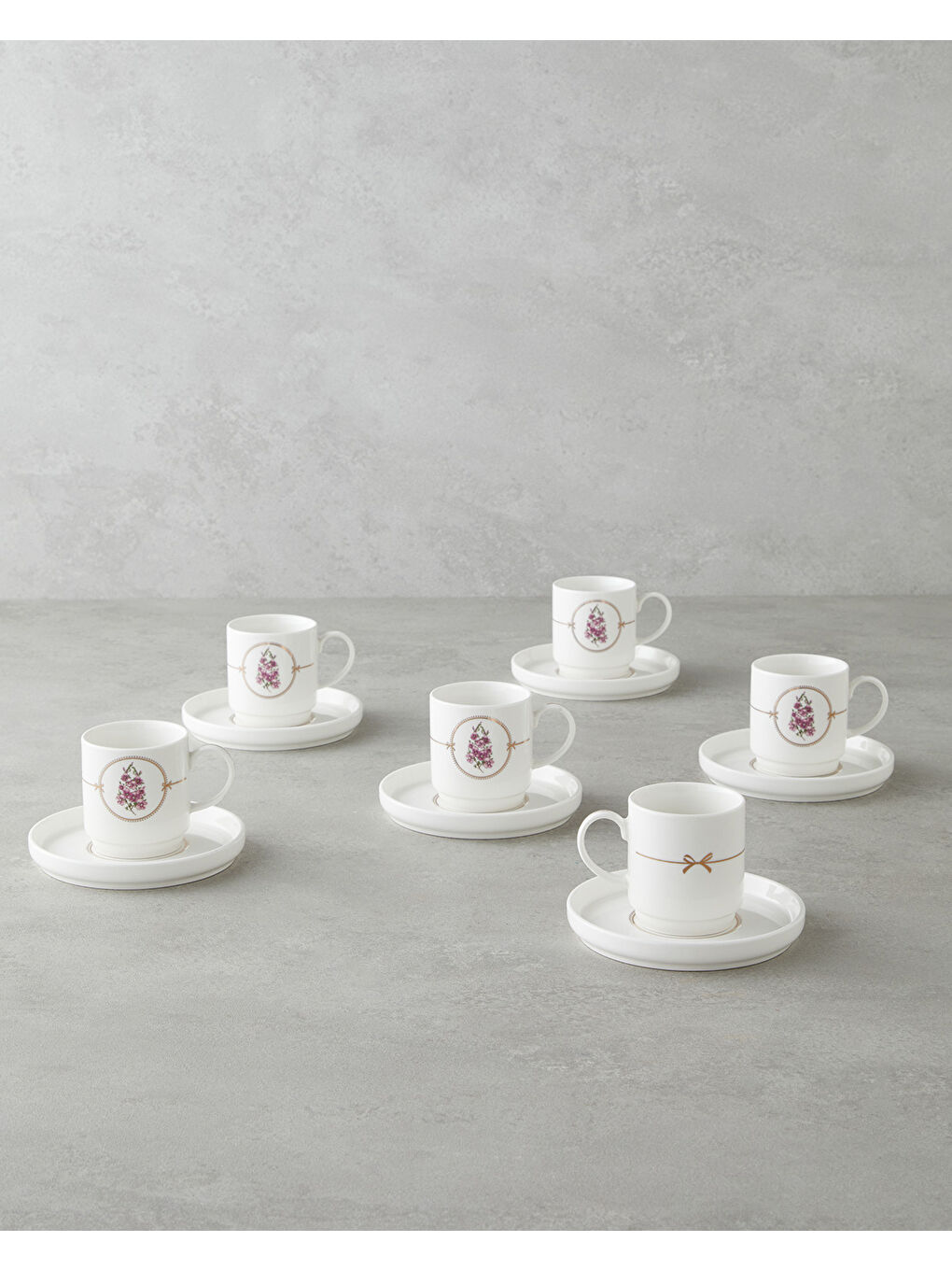 Wisteria New Bone China 12 Parça 6 Kişilik Kahve Fincan Takımı 90 ml Beyaz-1