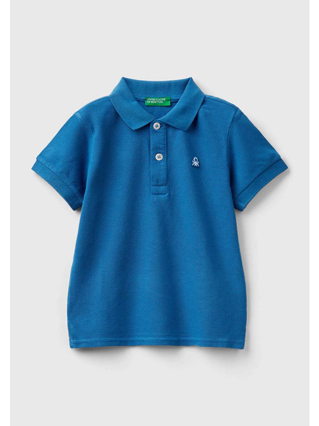 United Colors Of Benetton Saks-Lacivert Erkek Çocuk Saks Mavi Logolu Pike Polo T-Shirt