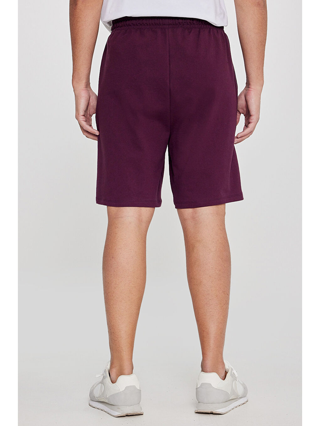 Erkek Bordo Pamuklu Rahat Nefes Alabilen 2 İplik Cepli Örme Standart Fit Normal Kesim Şort-4