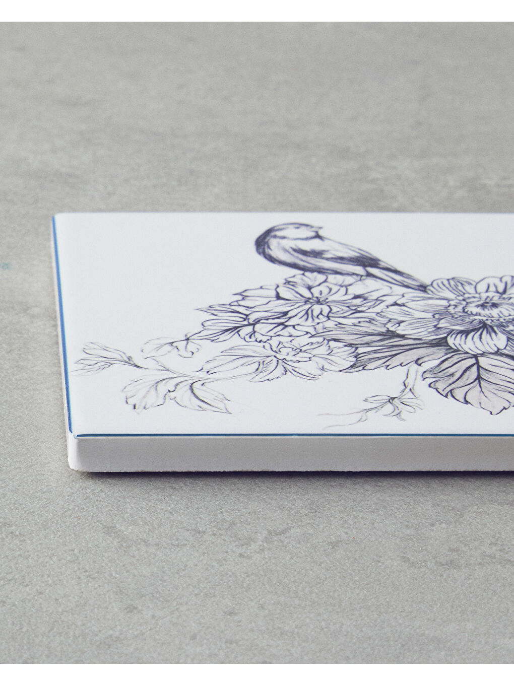 Elysian Seramik Bardak Altlığı 11 cm Beyaz - Lacivert-1