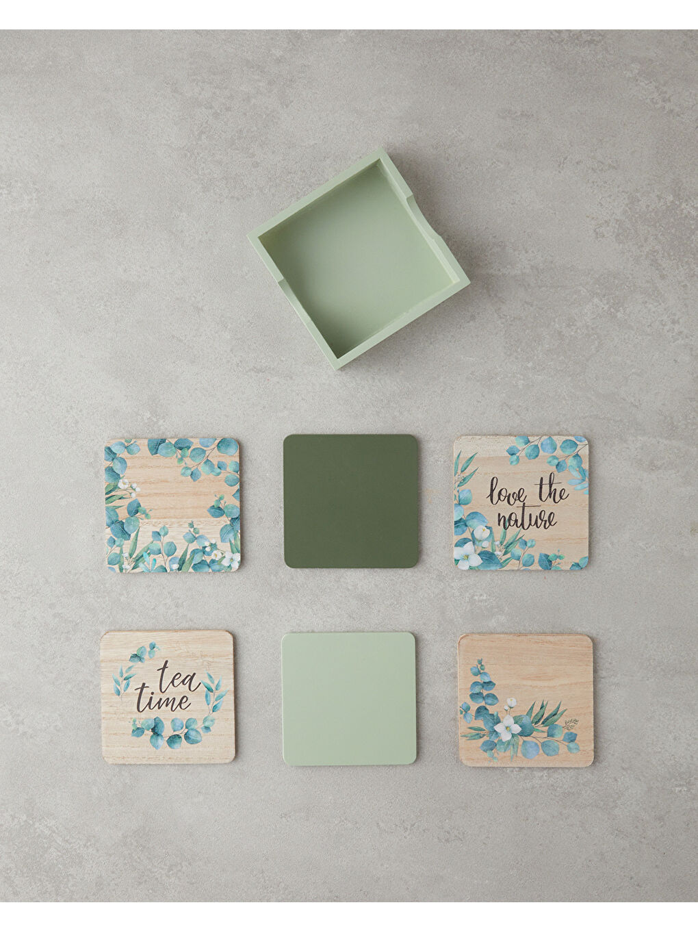 Beyaz Gum Ahşap 7 Parça Bardak Altlığı Renkli-1