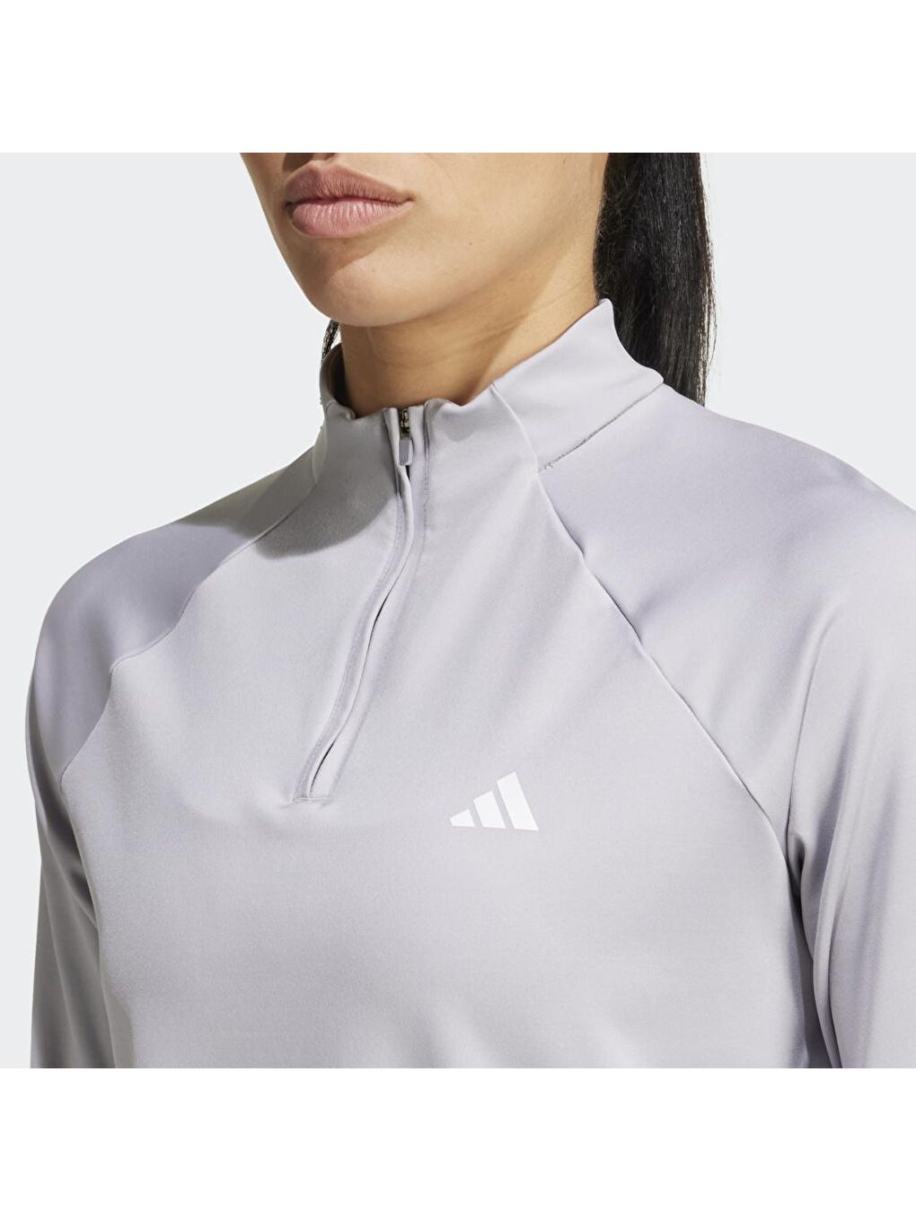 Adidas Gri Train Essentials 1/4 Zip Kadın Gri Dik Yaka Sweatshirt - 2