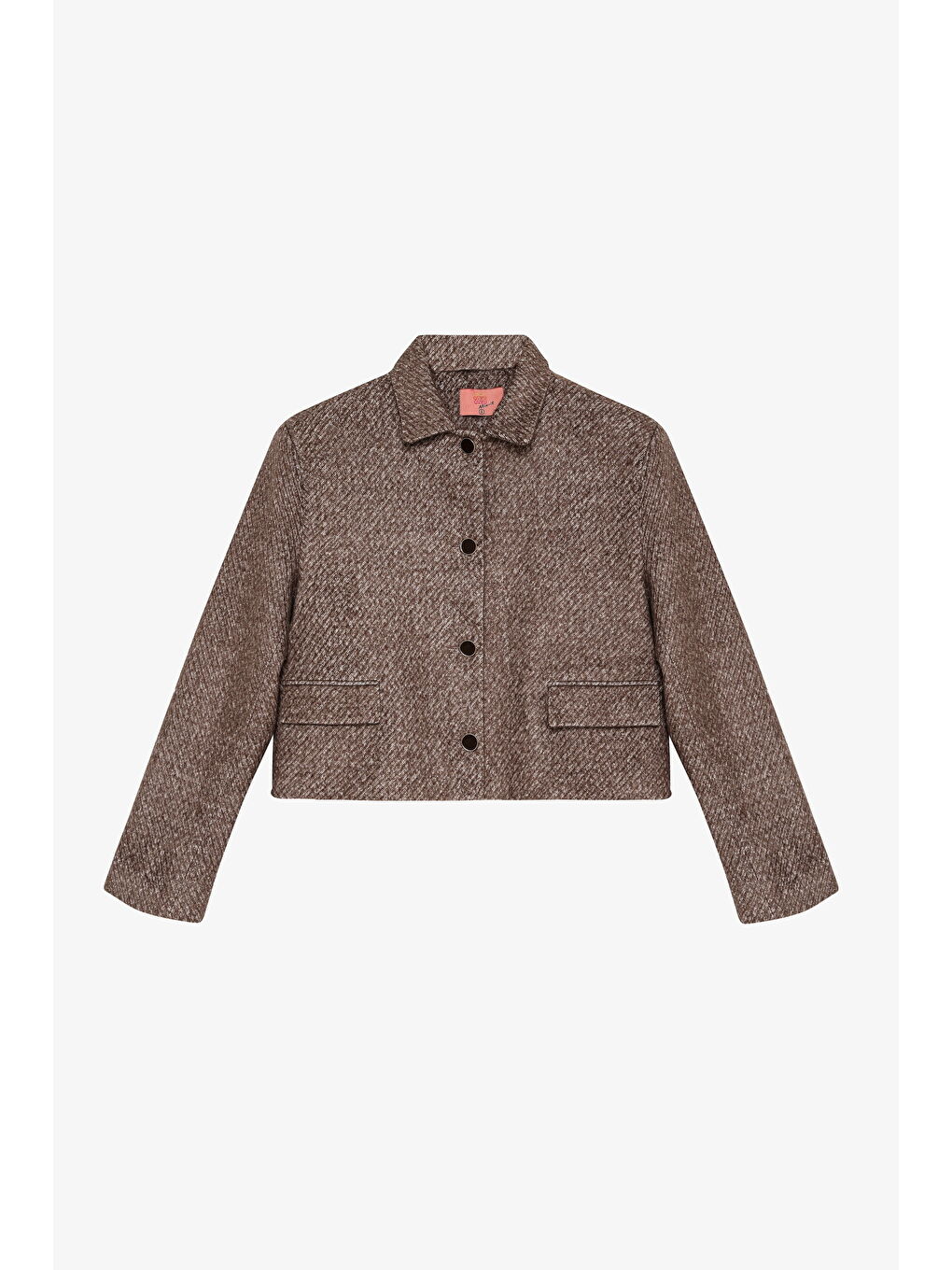 Dokulu Kapak Cepli Düğmeli Ceket Kahverengi-1