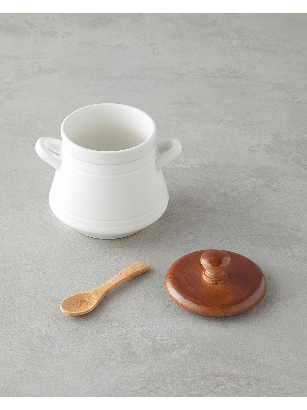 Vina Dolomite Kaşıklı Kavanoz 11 cm Beyaz-1