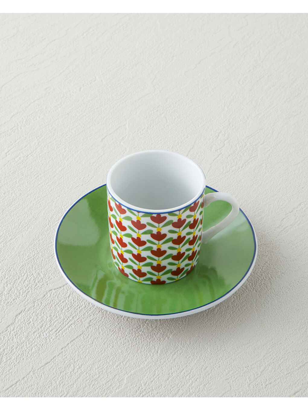 Wisp Porselen 4 Parça 2 Kişilik Kahve Fincan Takımı 80 ml Yeşil-Kırmızı-2
