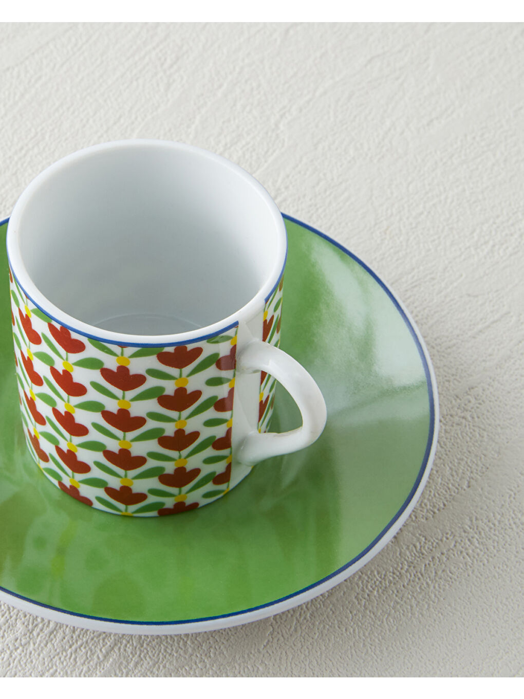 Wisp Porselen 4 Parça 2 Kişilik Kahve Fincan Takımı 80 ml Yeşil-Kırmızı-3