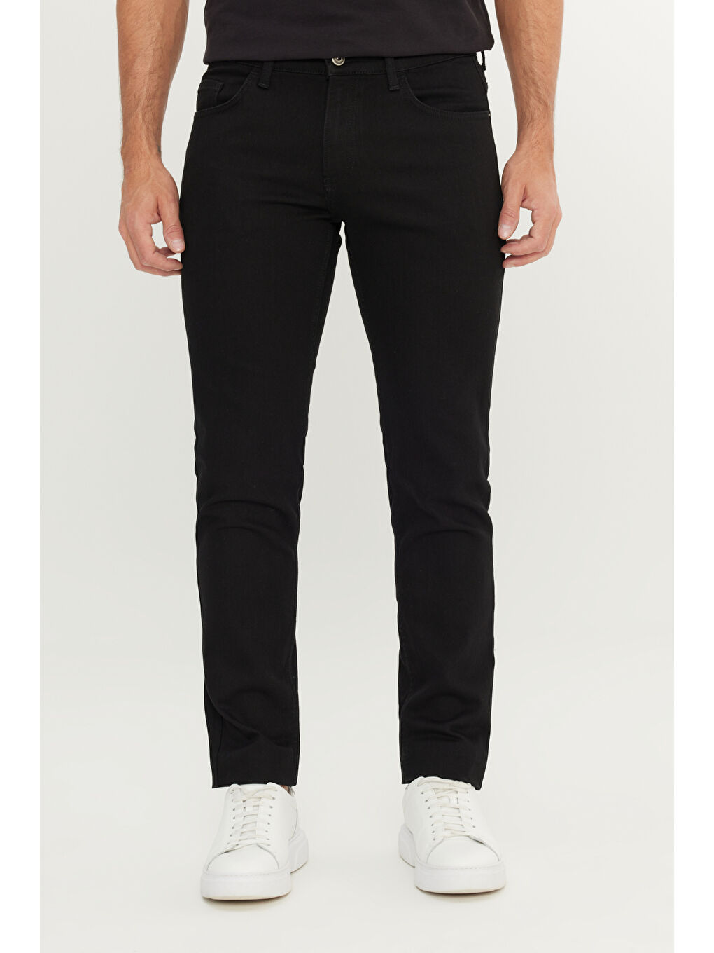 Erkek Siyah Pamuklu Slim Fit Dar Kesim 5 Cep Esnek Denim Jean Pantolon