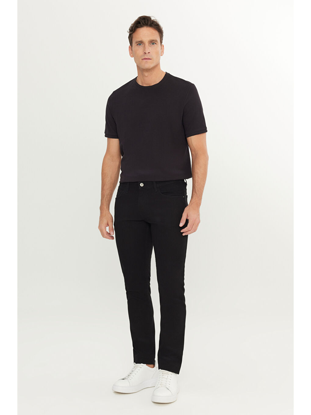 Erkek Siyah Pamuklu Slim Fit Dar Kesim 5 Cep Esnek Denim Jean Pantolon-2