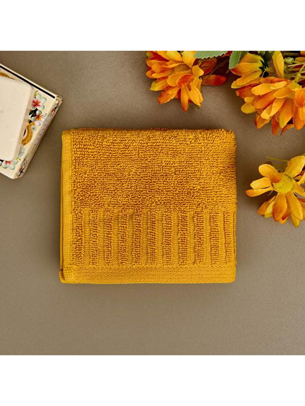 Kahverengi Soft Patte El Havlusu - Hardal - 30x50 cm