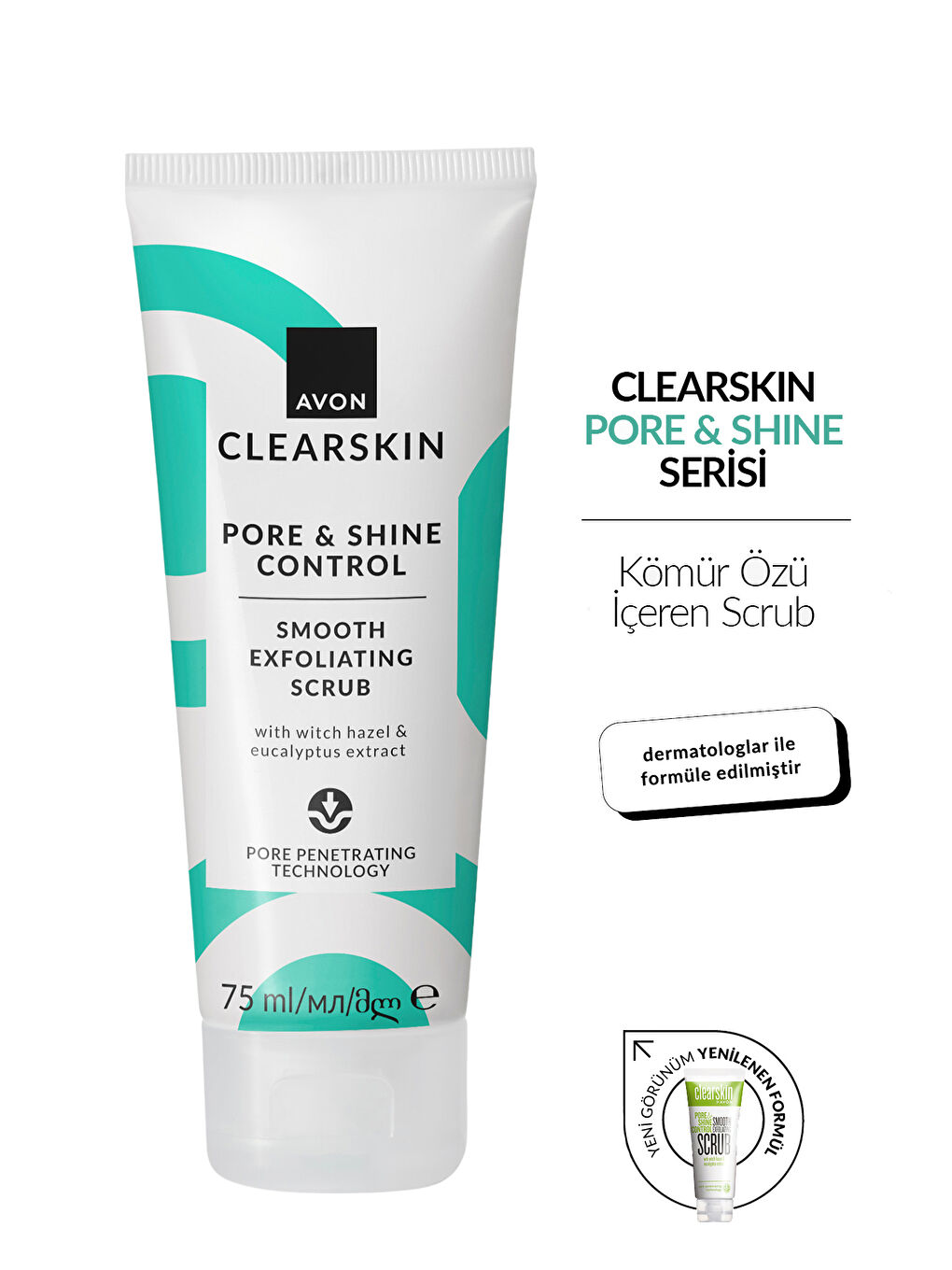 Clearskin Pore & Shine Control Smooth Yüz İçin Arındırıcı Scrub 75 Ml. İkili Paket-1