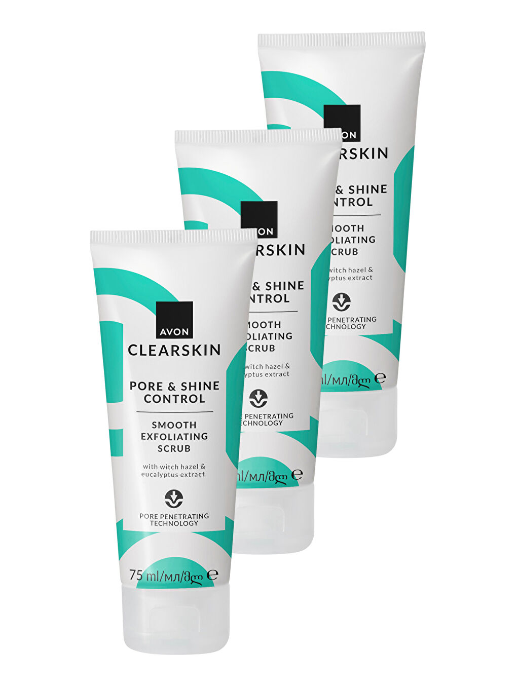 Clearskin Pore & Shine Control Smooth Yüz İçin Arındırıcı Scrub 75 Ml. Üçlü Paket