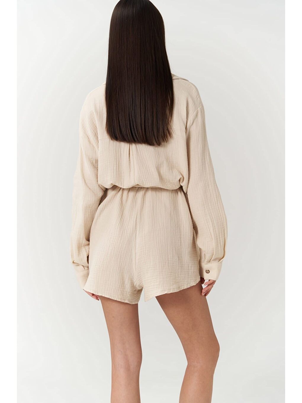 Anetta Bej Müslin Kısa Tulum-3