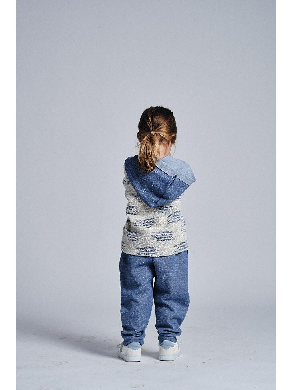 İndigo Unisex Etnik Desen Kapüşonlu 2'li Takım-1